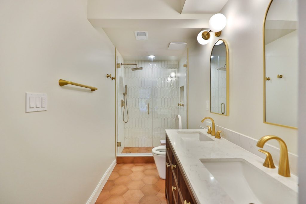 Remodeled bathroom with glass shower in Old Town Alexandria, VA