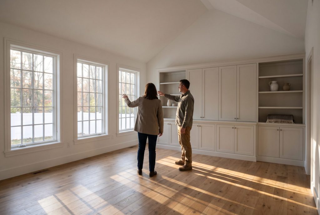 Illustration of a final walkthrough in a finished addition
