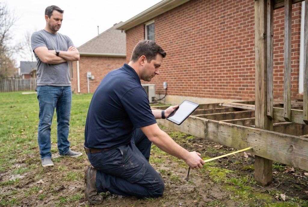 Measuring a backyard for a new deck